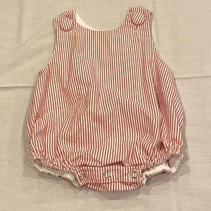 Red seersucker baby bubble 3 months